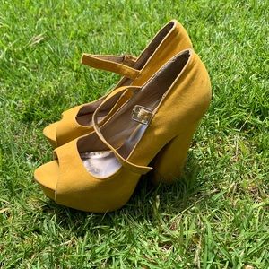 Mustard yellow platform maryjane